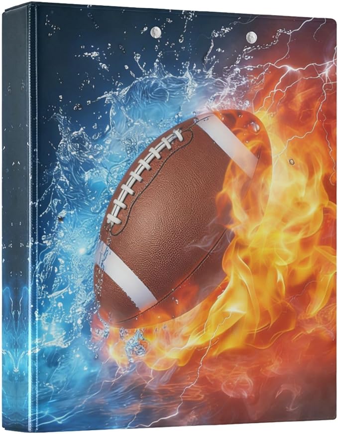 3 Ring Binder American Football 1.5" Round Ring Binders View Binder with 200 Sheet for Kids School Supplies Women Men Office, 1 Pack