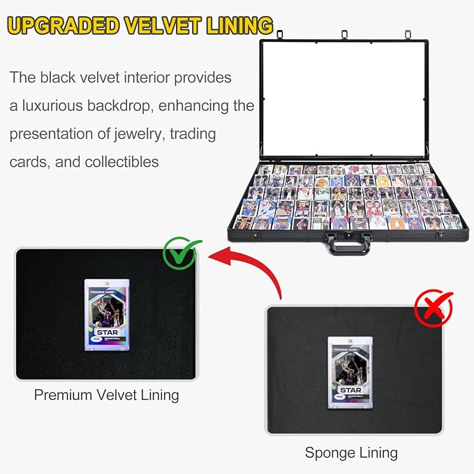 Trade Show Display Case – Large Aluminum Locking Tabletop Showcase | 34"x22", for Trading Cards, Sports Cards, TCG – Lightweight & Portable for Exhibitions, Conventions, and Collectibles, Black