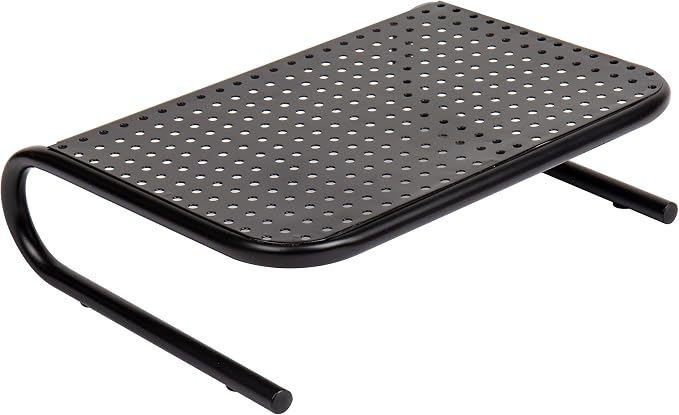 Mind Reader Monitor Stand, Ventilated Laptop Riser, Desktop Organizer, Metal, Set of 2, Black