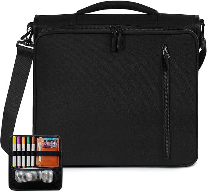 2 Inch 3 Ring Zipper Binder with 500 Sheet Capacity, 6 Tab Expanding File Folder, Multi-Pocket Design, Shoulder Strap and Handle for Middle School and Office (Black)