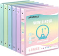 1-inch 3-Ring Binder with Pockets, Basic Binders 1'' Pastel Color Binders, Holds Letter Size 8.5'' x 11'',200 Sheet Capacity, Bundle 6 Pack for Back to School (1-Inch)