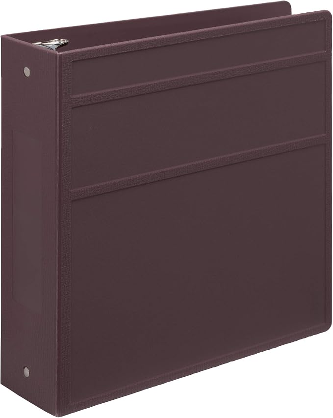 Carstens 3-Inch Heavy Duty 3-Ring Binder - Side Opening, Plum, Durable Plastic, Precision No-Gap Rings, Waterproof Cover, No Pockets, Holds 400 US Letter Sheets, BPA-Free, Made in USA (1711-3R)