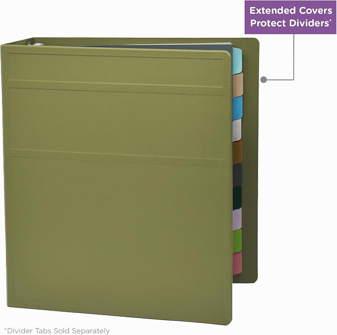 Carstens 2-Inch Heavy Duty 3-Ring Binder - Side Opening, Sage, Durable Plastic, Precision No-Gap Rings, Waterproof Covers, No Pockets, Holds 300 Letter-Sized Sheets, BPA-Free, Made in USA (5826-3R)