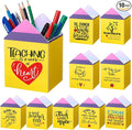 Sherr 10 Pcs Back to School Teacher Gifts Inspirational Pencil Cups Bulk | First Day of School Gifts for Teachers, Acrylic Pencil Shaped Pen Holders, Appreciation Gifts for Teachers Counselors School