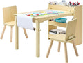 VEVOR Kids Art Table and Chair Set, Toddler Activity Table with Storage, Wood Kids Craft Desk with Paper Roll for Drawing, Reading, Writing, Kid Play Table for Nursery, Playroom, Classroom, Natural