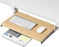 ETHU Under Desk Keyboard Tray - Small Slide Out Keyboard Shelf with C Clamp Mount, 19.7" x 11.8" Ergonomic Pull Out Tray for Home Office Desk,Oak