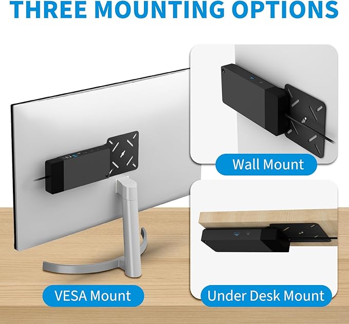 Docking Station VESA Mount Plate for Dell WD22TB4 WD19S | Behind Monitor Wall & Under Desk Mount, Compatible with W19TBS WD19DCS, Sturdy Metal Dock Holder, Black