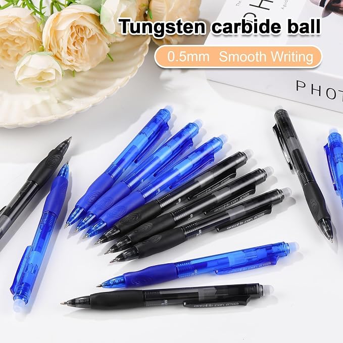USUAL 90 Blue Retractable Erasable Gel Pens Clicker, Fine Point(0.5mm),Blue Ink for Planners,Make Mistakes Disappear, Premium Comfortable Grip, Smooth Writing Pen Office Back-to-School Supplies