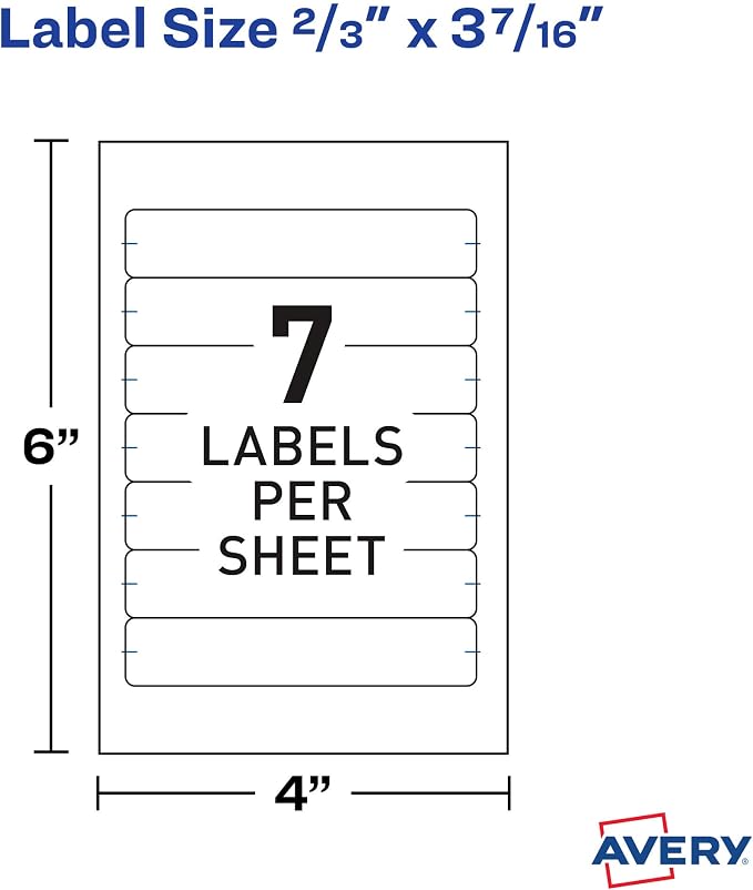 Avery® Easy Peel® File Folder Labels on 4" x 6" Sheets, 2/3" x 3-7/16", White, 3 Pack, 756 Labels Total (32131)