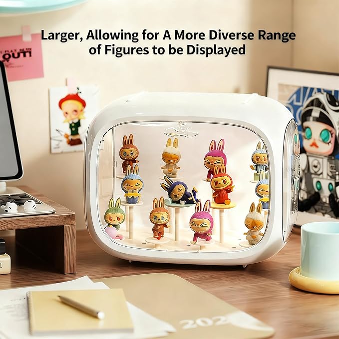 Display case for Plush Doll, Upgrade Large-Sized Display Box for 6.7in Dolls Clear Acrylic Display Box with Door Dust and Moisture Proof Suitable for Lego Collectibles Action Figures Pop Mart