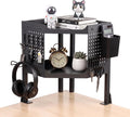 2-Tier Metal Clamp On Desk Shelf, Desk Organizer with 2 Pegboards and Hooks | Heavy Duty Corner Desk Shelf with Removable Pegboards Headphone Holder Pencil Cup and Hooks for Desk organizers Accessories