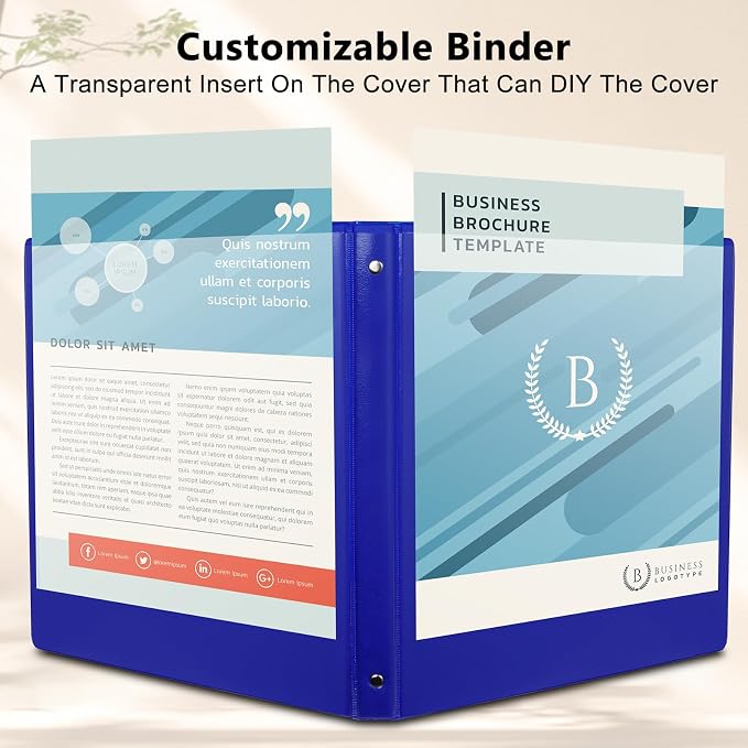 CIXILDTS 0.5-inch Round Ring Binder, Durable 1/2" 3 Ring Binder Fit Letter Size Paper, Blue, 6-Pack