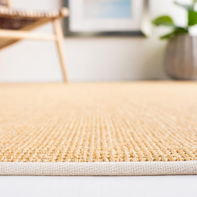 Martha Stewart x SAFAVIEH Area Rug Collection - 9' x 12', Natural & White, Sisal & Jute, Farmhouse Style, Ideal for Living Room, Bedroom, Office, Dining Space (MSR9501H)