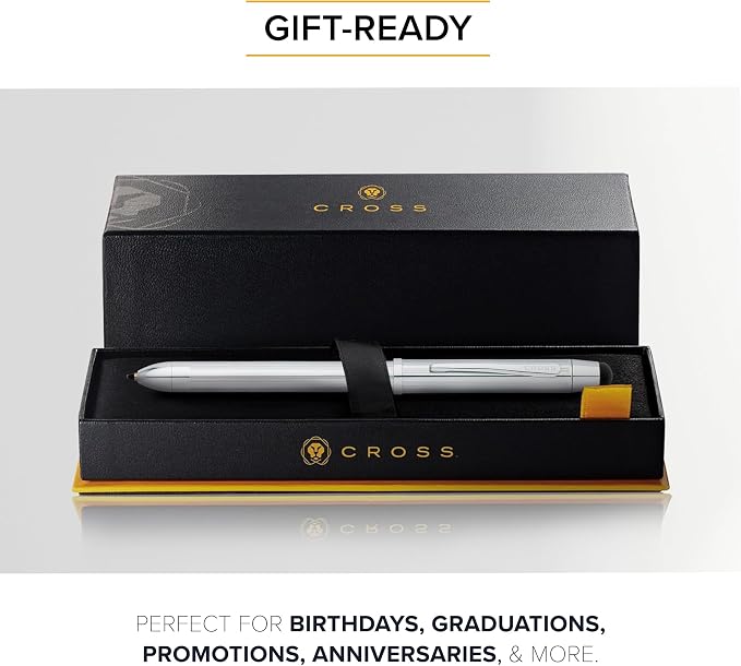 Cross Tech3+ Lustrous Chrome Multifunction Pen, Black Ink, Corporate Gift