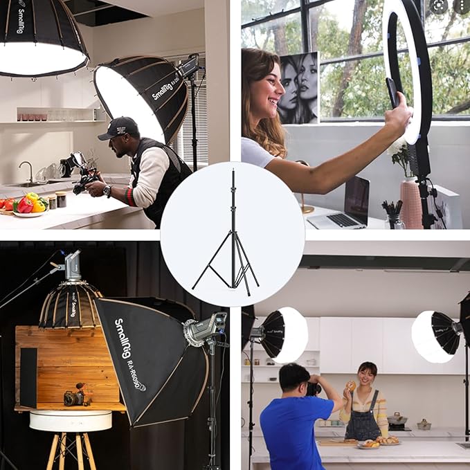 SMALLRIG Photography Light Stand 110"/9.2ft/280cm, Air-Cushioned Aluminum Photo Video Tripod Stand with 1/4" Screw for Softbox, Studio Light, Reflector and Ring Light, Max Load 8kg, RA-S280