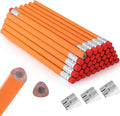 Fainne 48 Pcs Large Pencils 3 Sharpeners,Orange+silver,Triangle