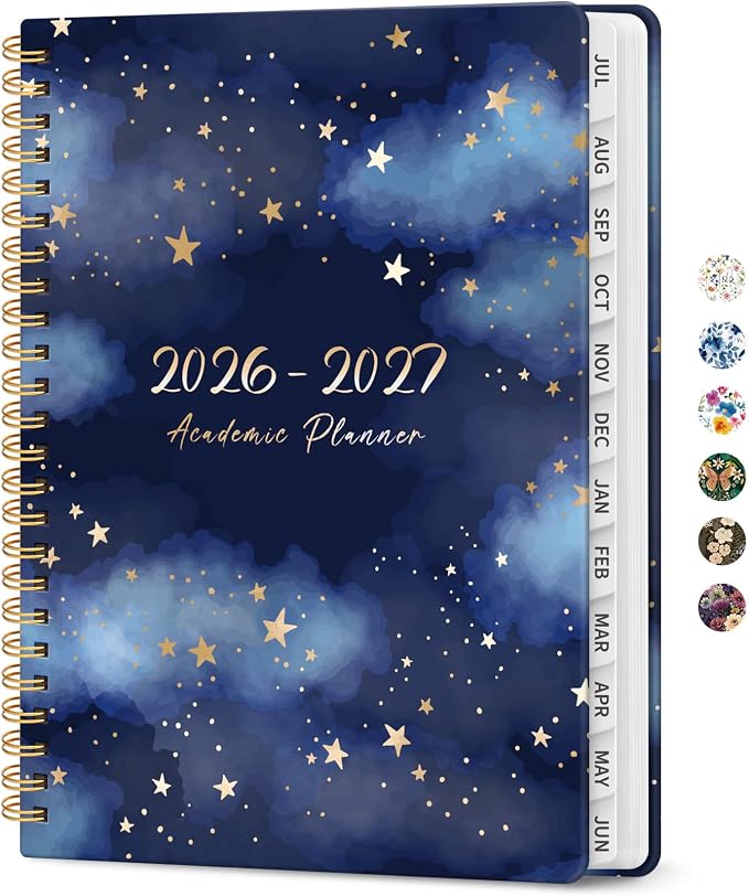 Taja Planner 2026-2027, Jul 2026-Jun 2027 Monthly & Weekly Calendar Planner | 8.5" x 11", Hardcover Academic Calendar, Teacher Student Agenda Book with Tabs, School Office Supplies, Starry Night