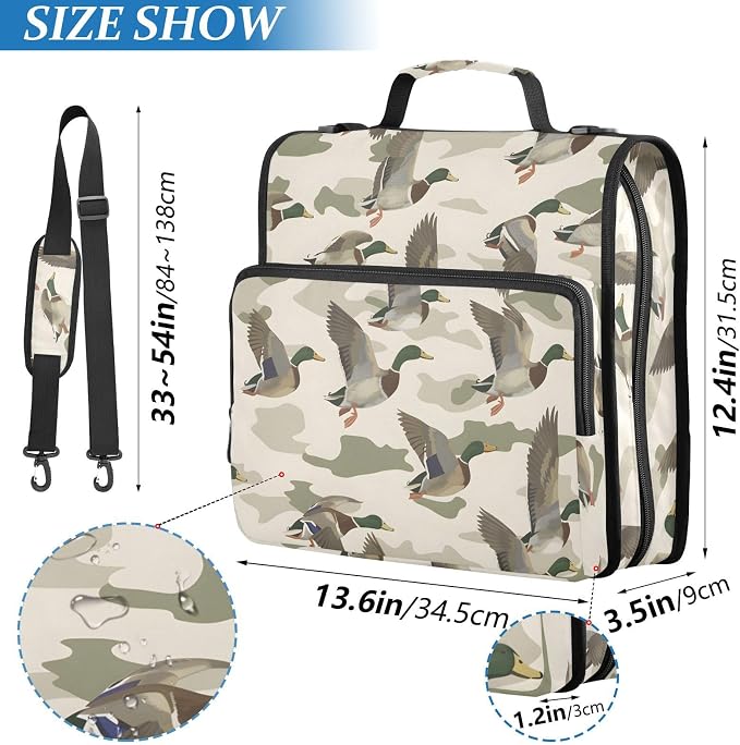 Wild Duck Background 3 Ring Binder Bag 1.5 inch Binder Organizer with Zipper Shoulder Strap 500 Sheet Documents Storage for School Office