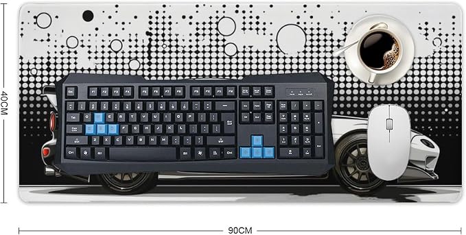 Car Gaming Mouse Pad Large Mousepad R34 Black and White Minimalist Art JDM Sport Car Big Computer Desk Mat Desk Pad for Keyboard and Mouse Mat Non-Slip Base 40x90cm, Style