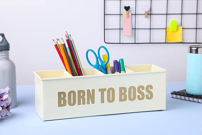 DUDKI Home Present Desk Organiser 4 compartments Decorative Pen Pencil holder/Vanity Kit/Travel Box/Makeup Box/Cosmetic Box/Storage Box/knife Holder/Spoon Holder-Gift Office Desk Décor