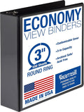 Samsill 3 Inch 3 Ring Binder, Economy Round Ring, Clear View Cover, 550 Sheet Capacity - for School, Home, Office - Black