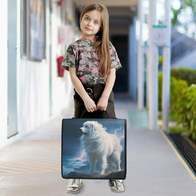 Great Pyrenees Dog 3 Ring Binder Bag 1.5 inch Binder Organizer with Zipper Shoulder Strap 500 Sheet Documents Storage for School Office