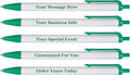 RevMark Personalized Ballpoint Pen, Custom Printed Name, Business or Event Information, Timeless Advertising, USA Made Pens, Promotional Marketing, Smooth Black Ink, Bulk Pack, (Green,100 Ct.)