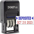 ZIGEL D50 Date Stamp with DEPOSITED - Self Inking Date Stamp - Blue/Red