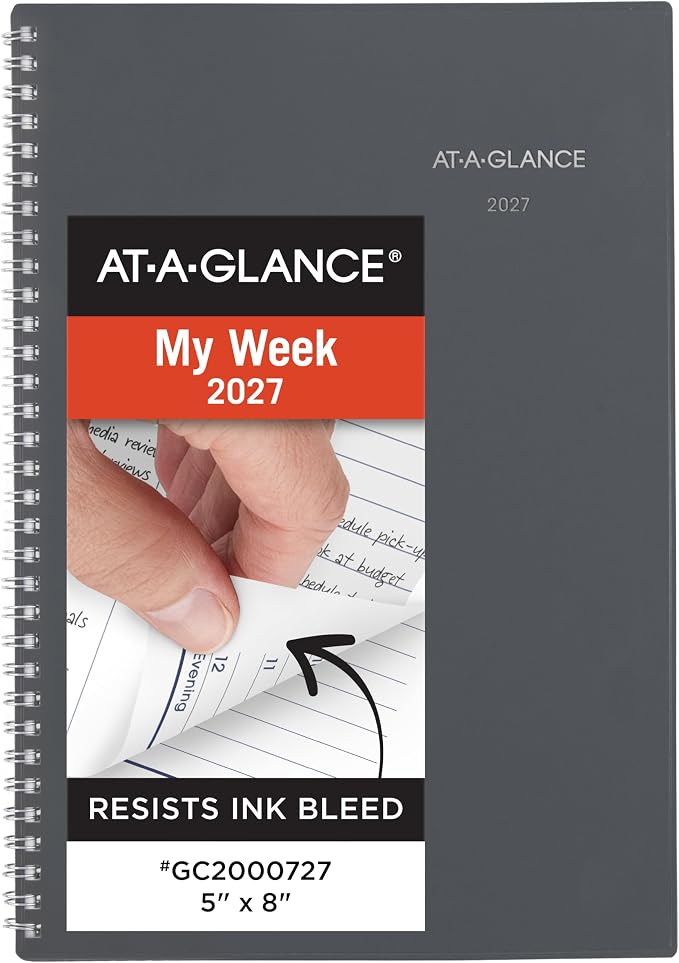 AT-A-GLANCE 2027 Planner, Weekly & Monthly, 5" x 8", DayMinder, Gray (GC2000727)