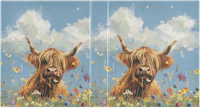 JIPONI 3 Ring Binder A Cute Highland Cow 1 Inch Round Binders for Men Women Students, Cute File Organizer for Office School, 2pcs