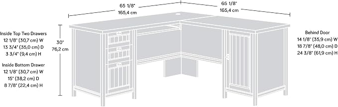 Sauder Costa L-Shaped Desk, Chalked Chestnut, Home Office with Storage & Keyboard Tray