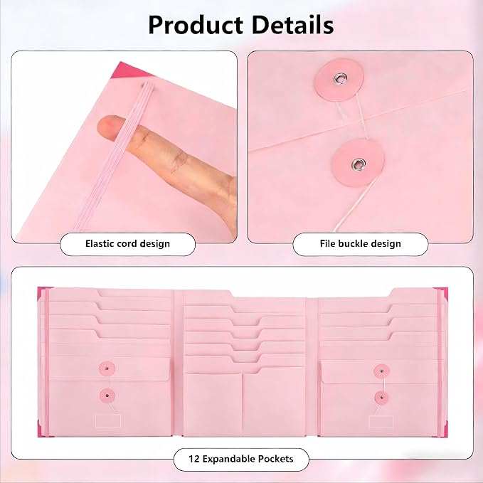 GANGZI The Life Book Document Organizer Binder | Binder with Guided Labels, Acid-Free File Folder Organizer, Document Holder for Home Records, Legal and Medical Papers (Pink)