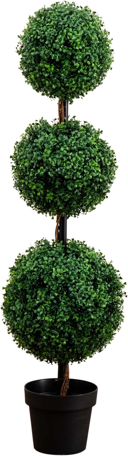Nearly Natural 4 ft Artificial Triple Ball Boxwood Topiary Tree with Pot | 732 Lifelike Leaves, Quality Materials, Stabilized in a Nursery Planter, Suitable for Indoor or Outdoor Use