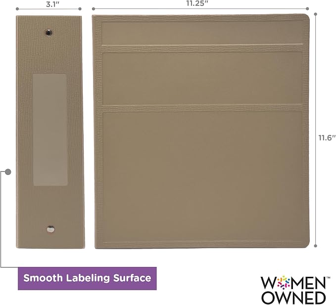 Carstens 3-Inch Heavy Duty 3-Ring Binder - Side Opening, Sand, Durable Plastic, Precision No-Gap Rings, Waterproof Cover, No Pockets, Holds 400 US Letter Sheets, BPA-Free, Made in USA (1713-3R)