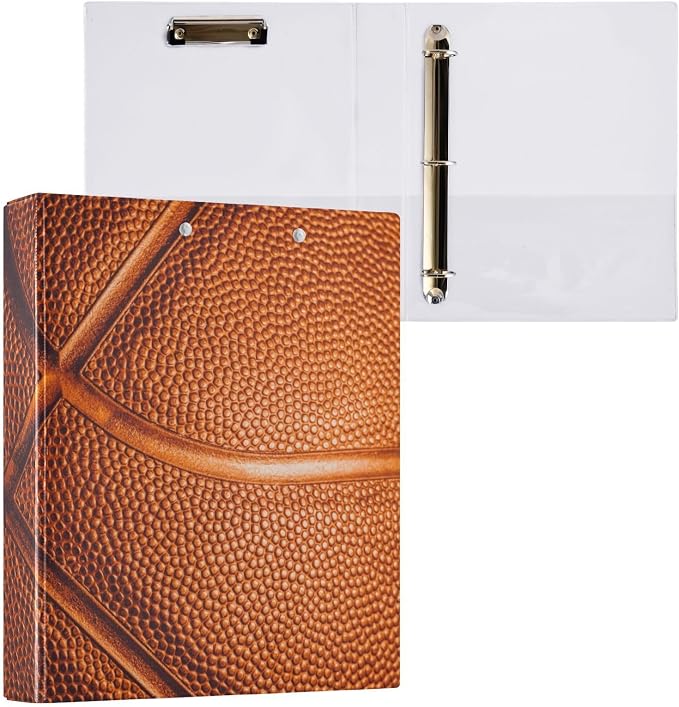3 Ring Binder Basketball 1.5 Inch Three Ring Binder | Cute Binder with 3 Storage Pockets for Women School Office Supplies