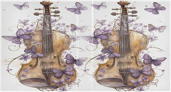 3 Ring Binder Violin Butterfly Music 1.5 inch Binders Three Ring Binders with Clipboard Fit 8.5'' x 11'' Paper 3 Interior PVC Clear Pockets for Office Supplies