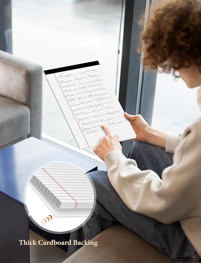 Legal Pads 8.5 x 14 Note Pads, 8 Pack White Paper Pads 8.5x14 Wide Ruled