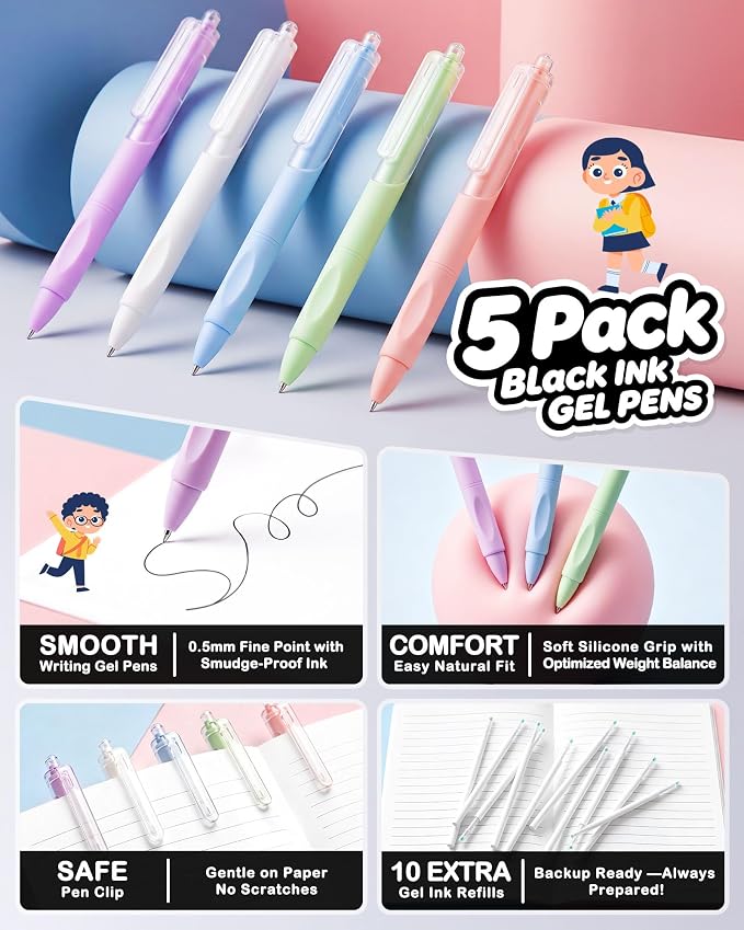 63PCS Stationery Set Aesthetic School Supplies with Pen Case & Notebook
