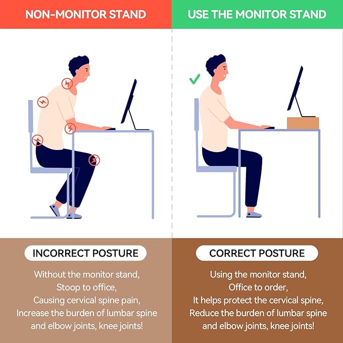 KIRIGEN Wood Monitor Stand Riser for Desk, 15.39 Inch, Natural 39-NA