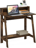 Furinno Simplistic 32" Wide Desk, Gaming Desk with Shelf, Amber Pine | with Monitor Stand, A Frame Computer Desk, Office Desk, for Home Office, Bedroom, Study Room, Dorm