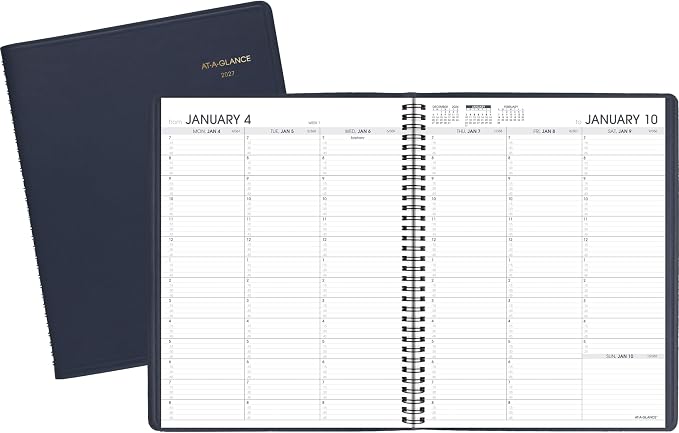 AT-A-GLANCE 2027 Appointment Book Planner, Weekly, 13-Month Jan-Jan, 8.25" x 11", Navy (709502027)