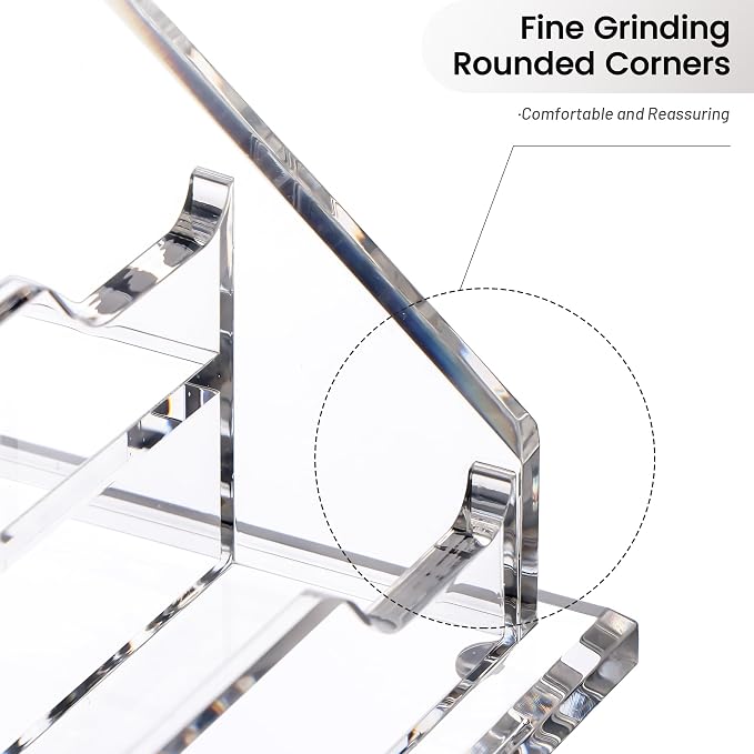 HeZone Acrylic Card Holder Clear Horizontal Business Card Organizer Stand for Desk 4 Slots 4 Tier Business Cards Stand for Women and Men,Office Desk Accessories,Organize 200 Cards-1 Pack(4Slots-H)