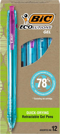BIC Ecolutions Ocean-Bound Plastic Gel Pens, 12-Count Pack, Medium Point