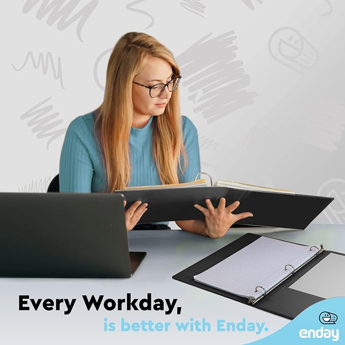 Enday 1 Inch Binder (6 Pack - Black) 3 Ring Binder 1 inch with Clear View Cover and 2 Inside Pocket - for Letter Size 8.5 x 11'' Paper, Ideal for School Supplies, Office, and Home