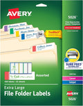 Avery® TrueBlock® Extra Large File Folder Labels, 15/16" x 3-7/16", 450 Printable Labels, Assorted Colors (5026)