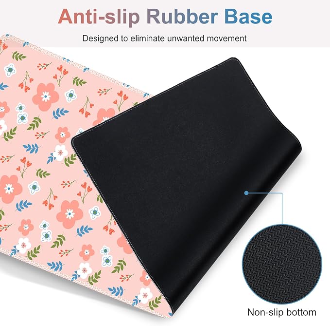 Large Gaming Mouse Pad Set, 4 in1 Ergonomics Keyboard Desk Mat with Memory Foam Wrist Rest, Computer Extended Game Mousepad, Non-Slip Desk Pad Matt Easy Typing Pain Relief I Retro Pastel Style