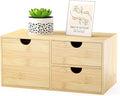 Bamboo Desk Organizer with Drawers, Desktop Storage Box for Office Supplies | 3 Drawers Desktop organizer, No Assembly Required, Natural Wood Wooden Desktop Drawers for Bills, Cosmetics, Seals, Paper