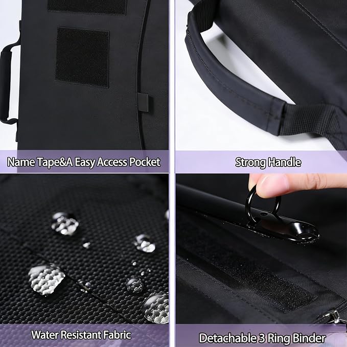 Zippered Padfolio and Tactical Notebook Cover with A4 Letter Paper, Military Multi Storage Handle Bag, Large Binder Planner for Men and Women for Out Work, Travels, Office & School, Black