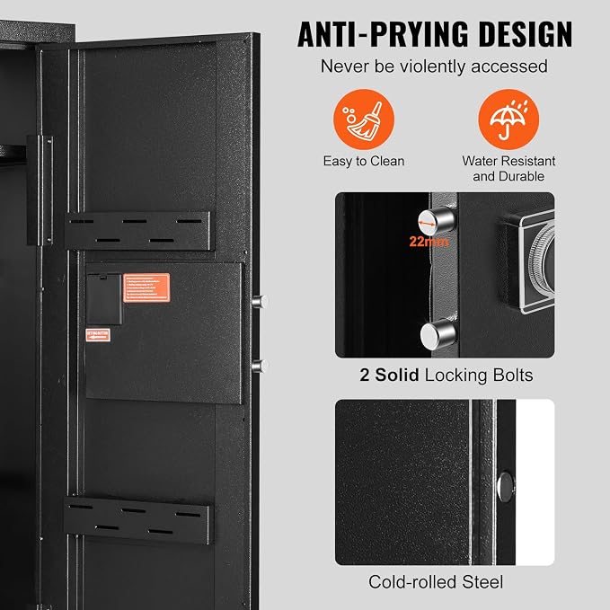 VEVOR Rifle Safe with Digital Keypad up to 8 Gun, Tall Gun Storage Cabinet with Removable Shelf, Quick Access for Home Shotguns and Rifles (Assembly Required)