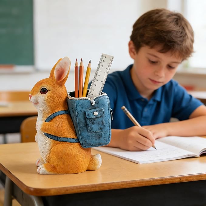 Funny Bunny Pen Holder, Pencil Holder for Desk, Bunny Gifts for Women Men, Cute Desk Pen Organizer for Home Office School Decoration